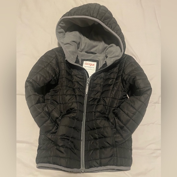 Cat & Jack Quilted Puffer Jacket Black Kids Size XS - Picture 3 of 6